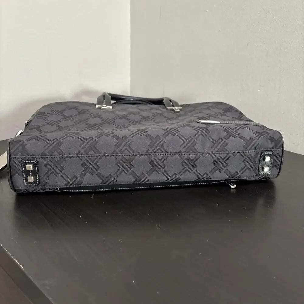TUMI Black T Monogram Jacquard Nylon Canvas Laptop Briefcase Bag **MISSING STRAP